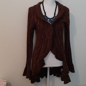 Brown ruffle sweater